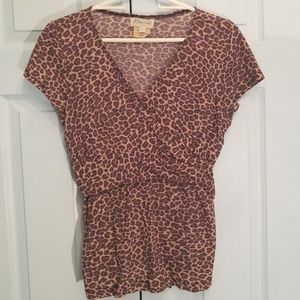 Leopard print maternity breastfeeding blouse